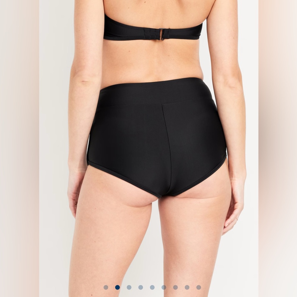 🆕 Old Navy Women’s High-Waisted Matte Swim Shorts Black L 12-14 - Picture 2 of 15